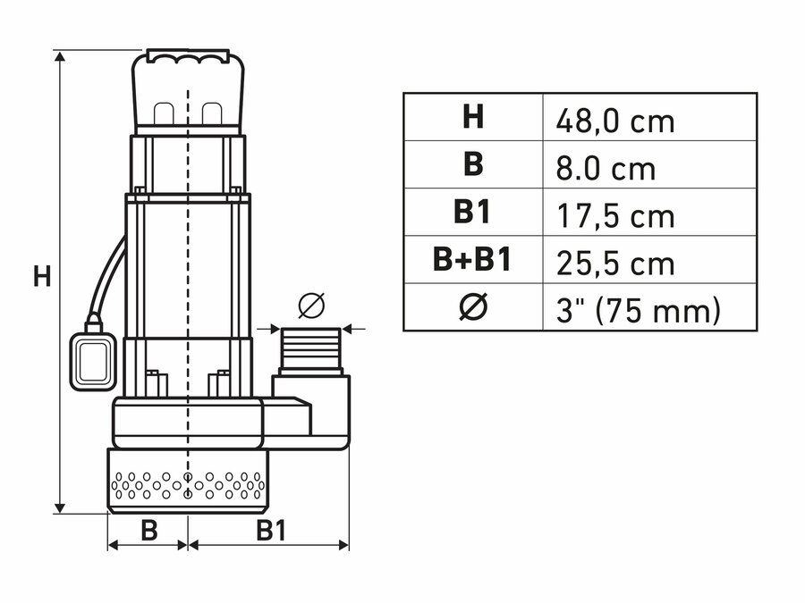 Čerpadlo ponorné, 750W, 39000l/h