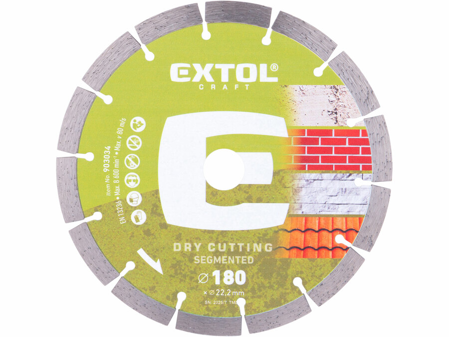 Kotouč diamantový řezný segmentový - suché řezání, O 180x22,2x2,4mm