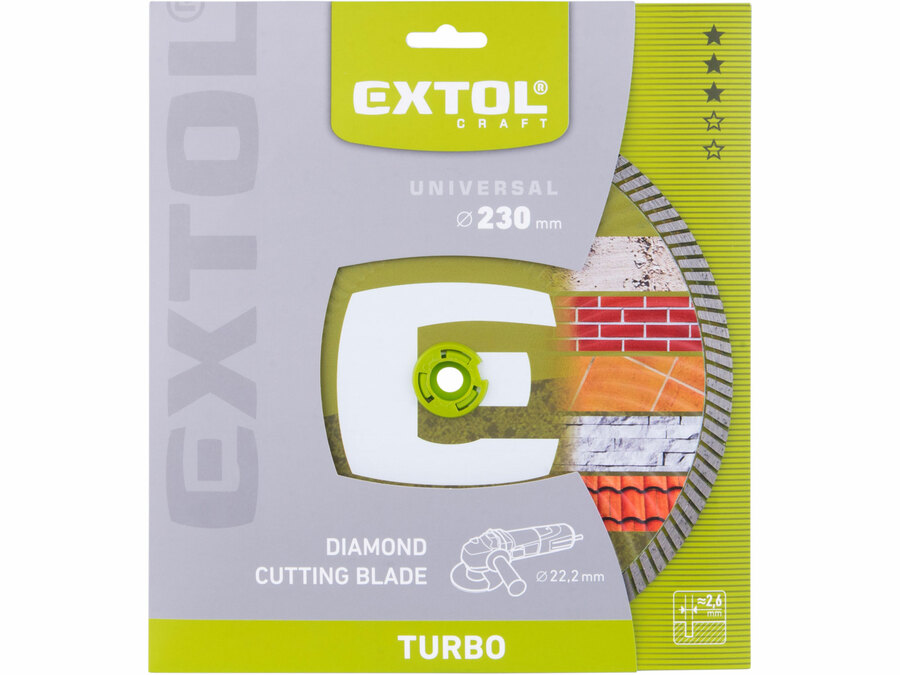 Kotouč diamantový řezný, turbo - suché i mokré řezání, O 230x22,2x2,6mm