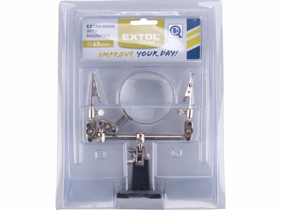 Držák „třetí ruka“ s lupou, průměr lupy 60mm, zvětšení lupy 8x